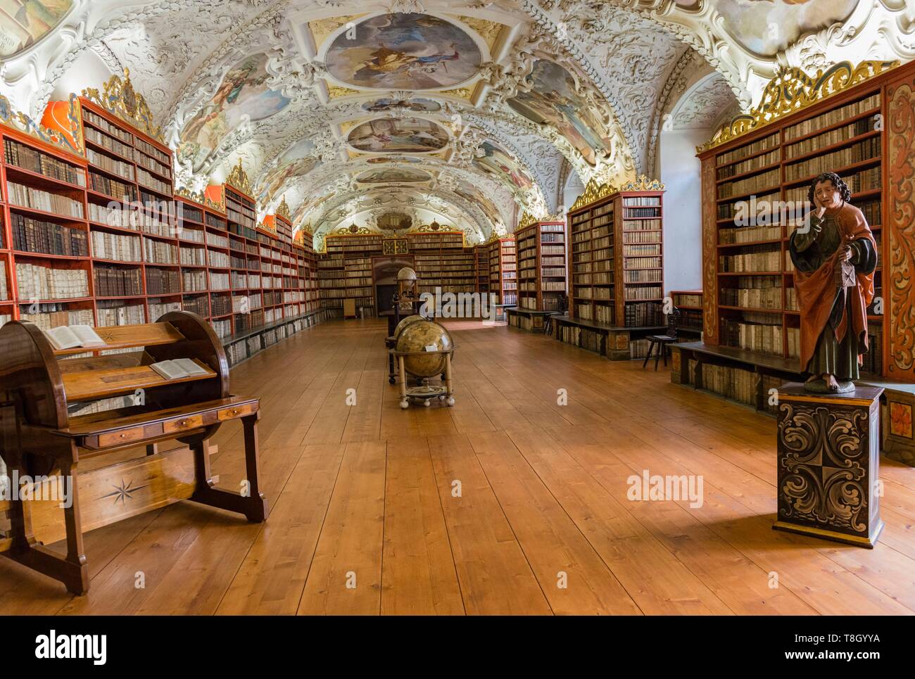 República Checa, Praga, catalogada como Patrimonio de la Humanidad por la UNESCO, área de Strahov, el monasterio de Strahov theological library Foto de stock