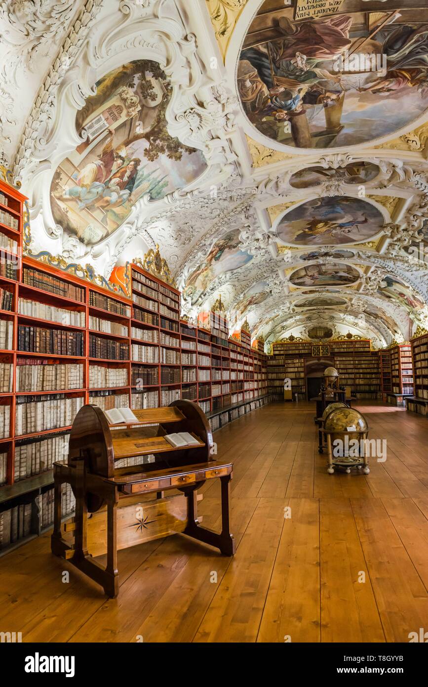 República Checa, Praga, catalogada como Patrimonio de la Humanidad por la UNESCO, área de Strahov, el monasterio de Strahov theological library Foto de stock