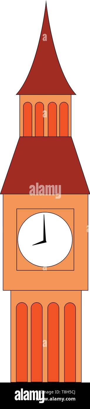 Un alto big ben mostrando la hora correcta a las 8 en punto , el vector, el color de dibujo o ilustración. Ilustración del Vector
