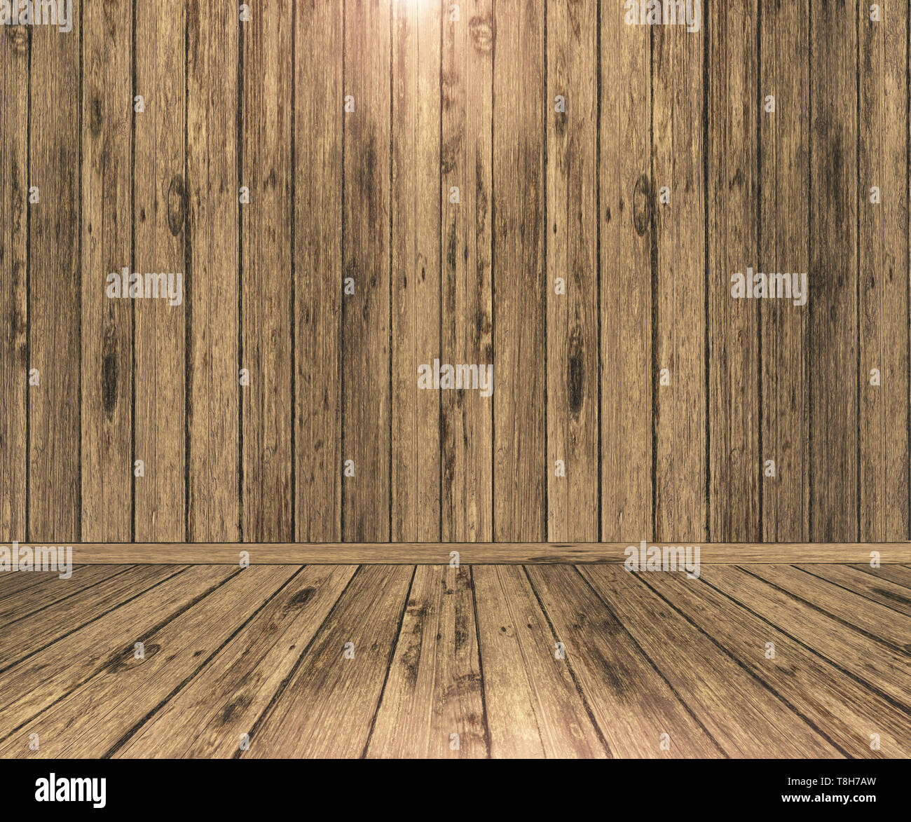 3D Render de un espacio interior de madera Foto de stock
