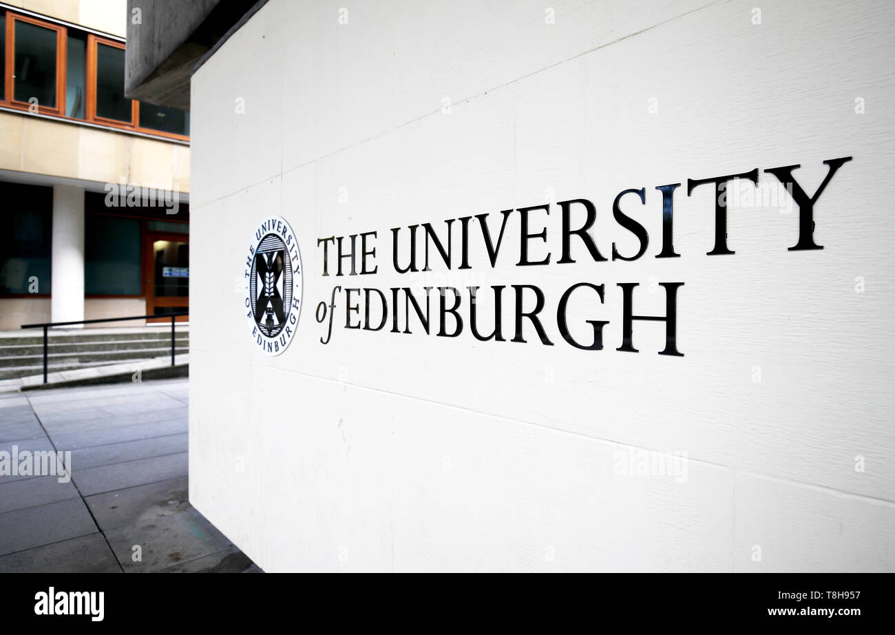 Universidad de Edimburgo signo, George Square campus, Edimburgo. Foto de stock