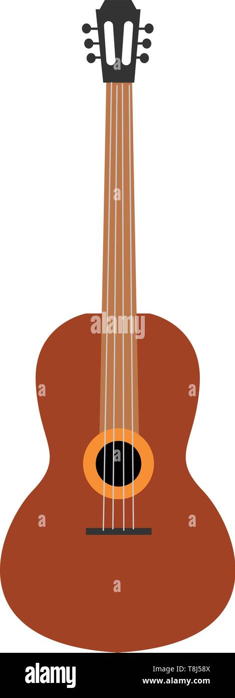 Una gran guitarra en color marrón que es nuevo y está listo para jugar, el  vector, el color de dibujo o ilustración Imagen Vector de stock - Alamy