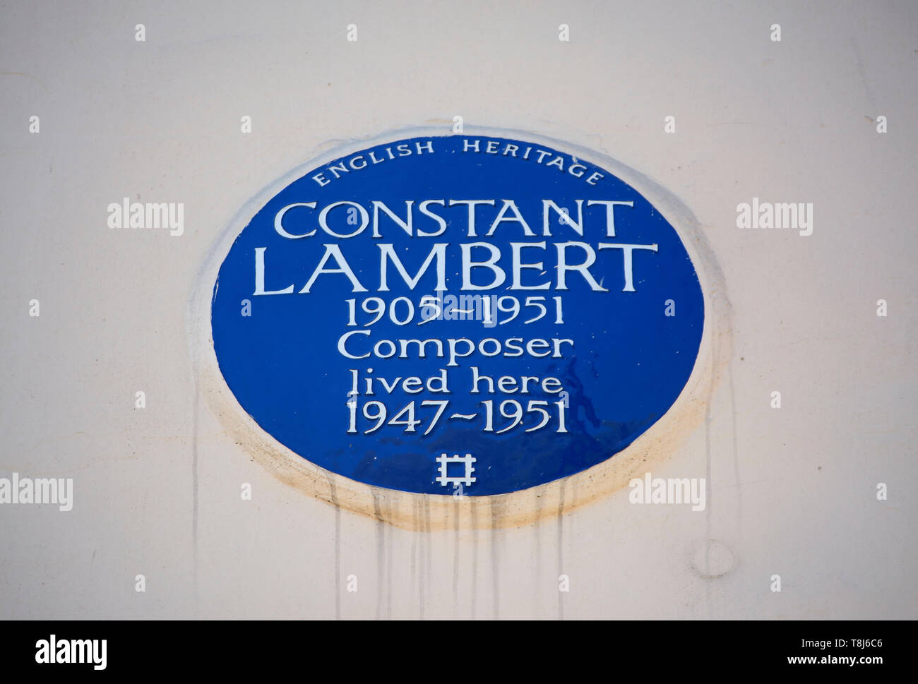 English Heritage placa azul marcando un hogar del compositor constante lambert, Camden, Londres, Inglaterra Foto de stock