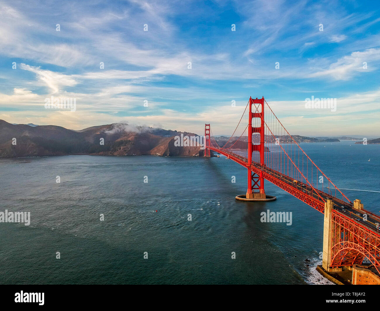 Vista aérea del puente Golden Gate en San Francisco, EE.UU. Foto de stock