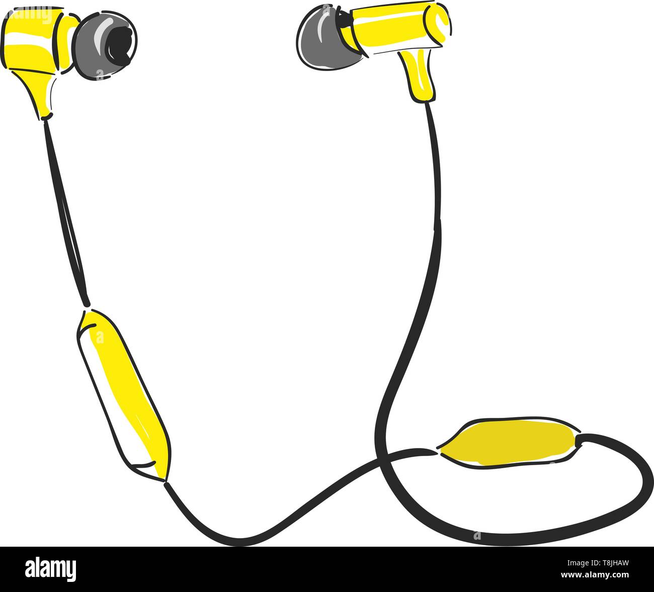 Amarillo auriculares bluetooth, vector, el color de dibujo o ilustración  Imagen Vector de stock - Alamy