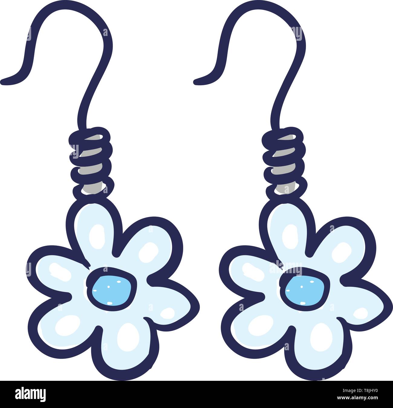 Dos pendientes de flor azul claro, el vector, el color de dibujo o  ilustración Imagen Vector de stock - Alamy