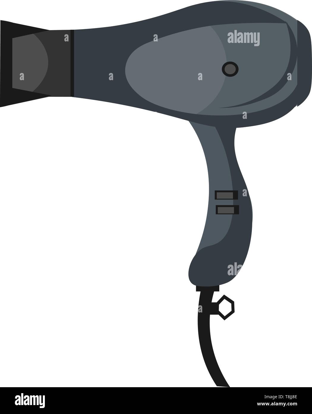 Un secador de pelo negro con cable, con el botón, el vector, el color de  dibujo o ilustración Imagen Vector de stock - Alamy