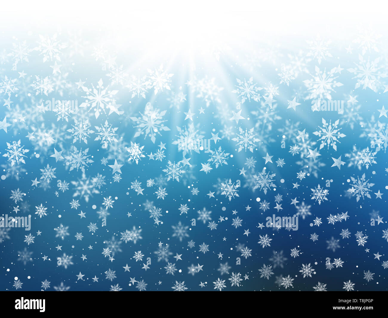 Christmas background de la caída de copos de nieve y estrellas Foto de stock