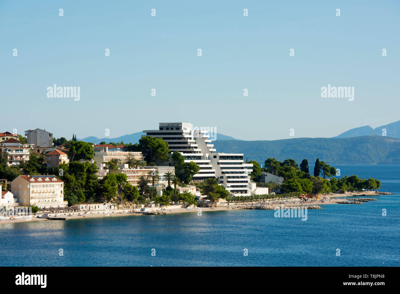 Kroatien, Dalmatien, Makarska Riviera, Podgora. El Medora Irsa Familia Beach Resort Foto de stock