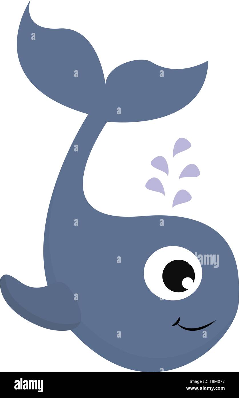 Un lindo gran ballena en color azul con una gran cola, aletas, ojos muy  pequeños, el vector, el color de dibujo o ilustración Imagen Vector de  stock - Alamy