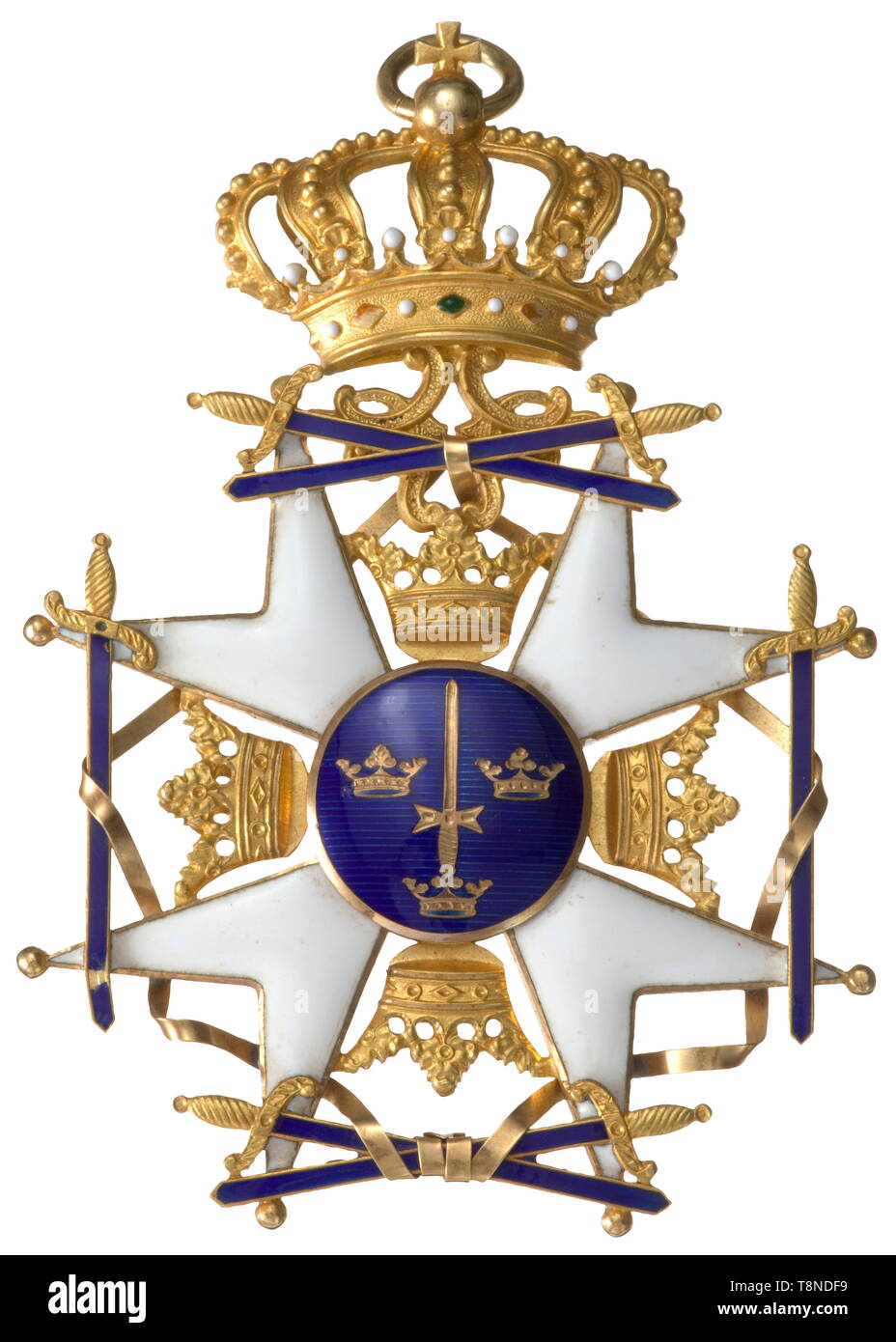 Real Orden de la Espada (Kungliga Svärdsorden) - Una carcasa del comandante  cruz, ca. 1900 La Cruz de la orden de moda en el oro fino trabajo, sin  anillo de suspensión. Las