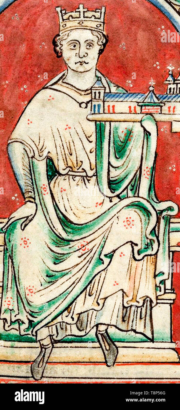 El rey Juan, Rey de Inglaterra, c. Desde 1250, un manuscrito ilustrado del siglo XIII. Foto de stock