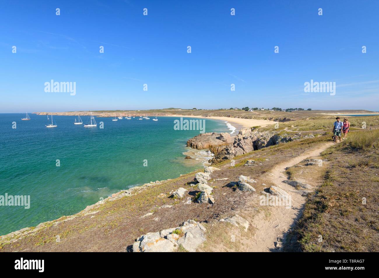 Francia, Morbihan, Houat, costa sureste, la playa de Treac'h Salus Foto de stock