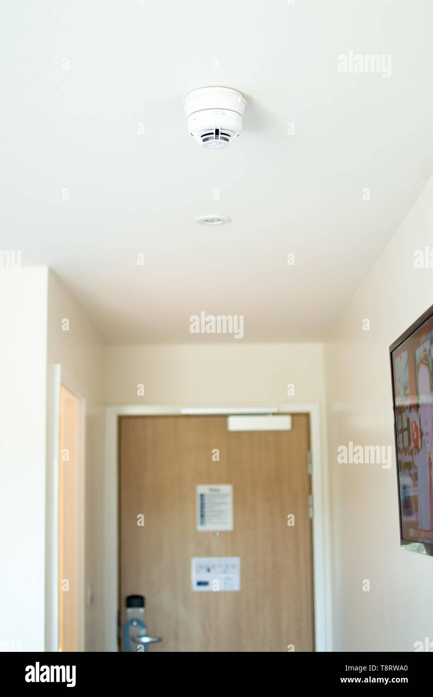 Un detector de humo en el techo de la habitación de hotel Fotografía de  stock - Alamy