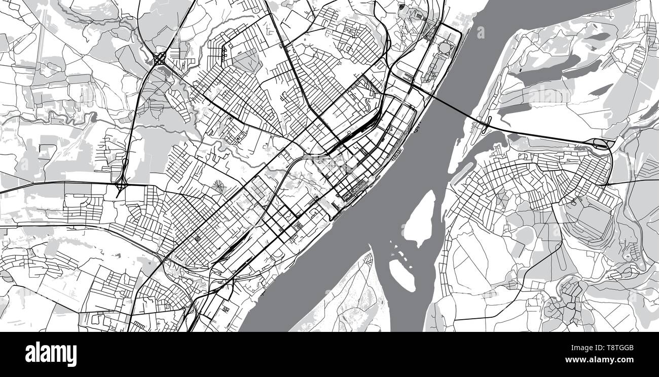 Vector urbano mapa de la ciudad de Volgogrado, Rusia Imagen Vector de