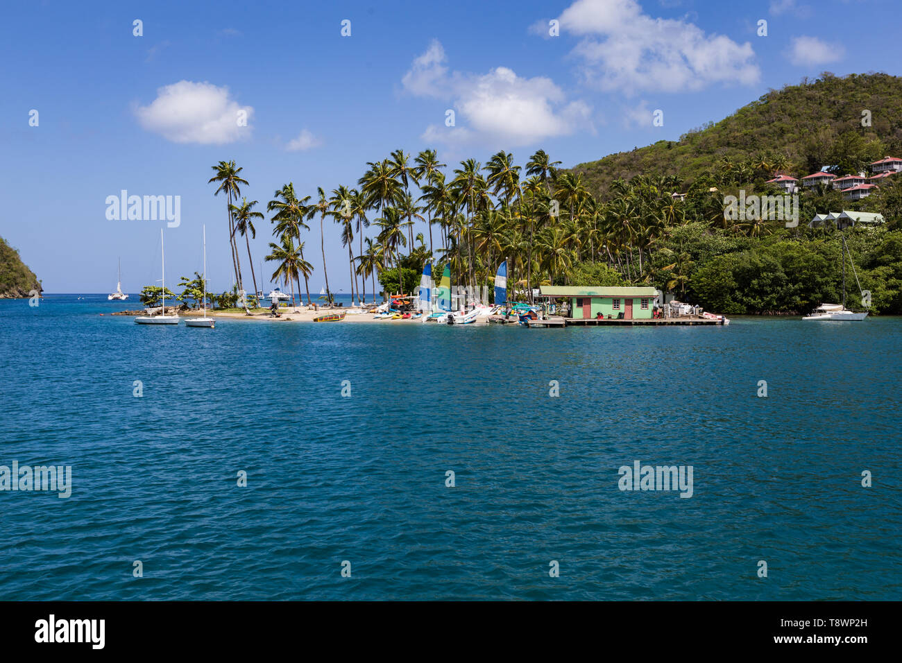 Marigot Bay, Santa Lucía en el Caribe Foto de stock