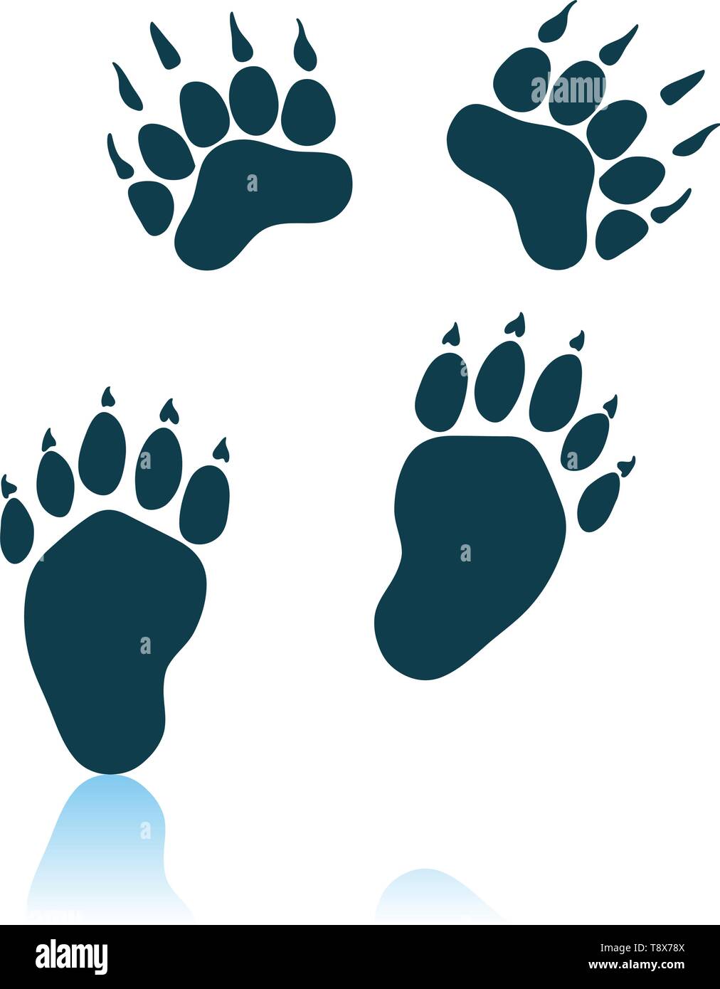 Bear senderos icono. Diseño reflejo de sombra. Ilustración vectorial. Ilustración del Vector