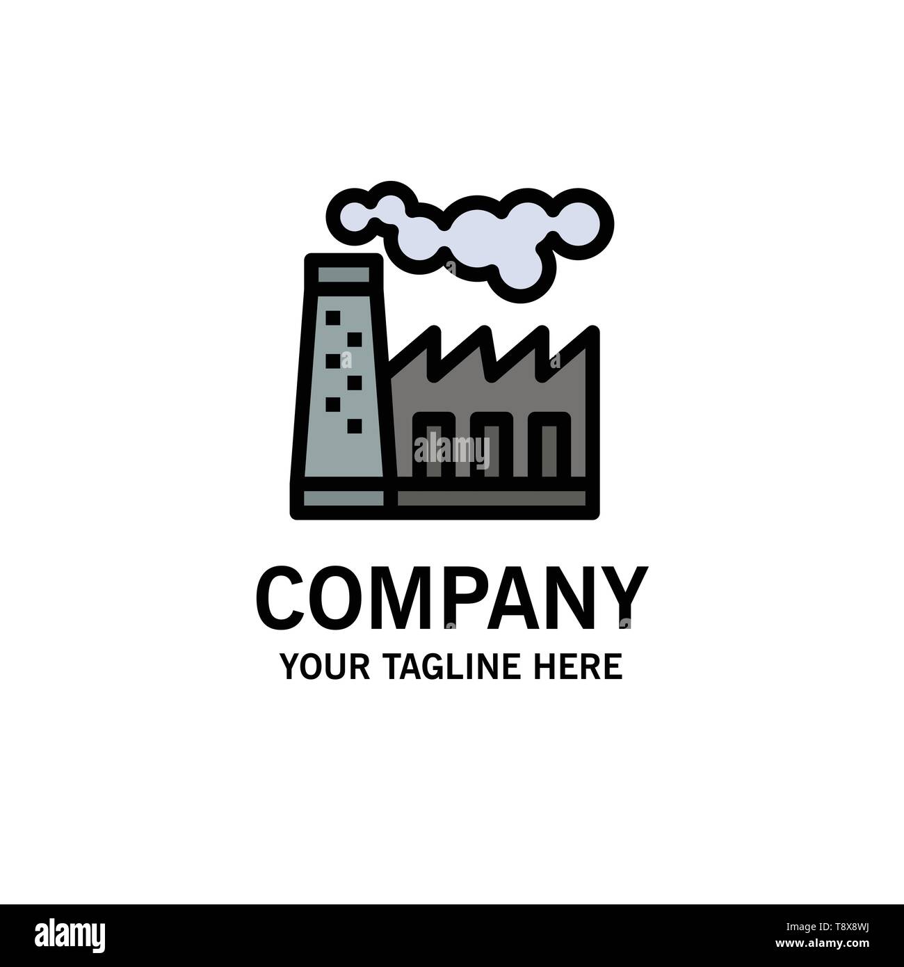 Factory, la contaminación, la producción de humo, plantilla de logotipo de  la empresa. Color plano Imagen Vector de stock - Alamy