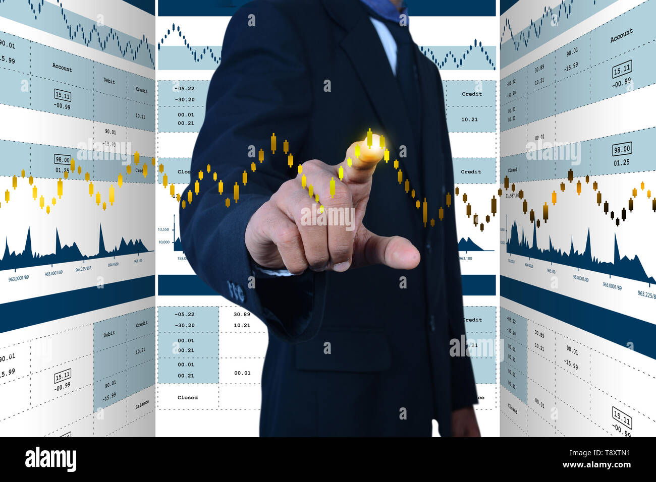 Análisis gráfico bursátil Foto de stock
