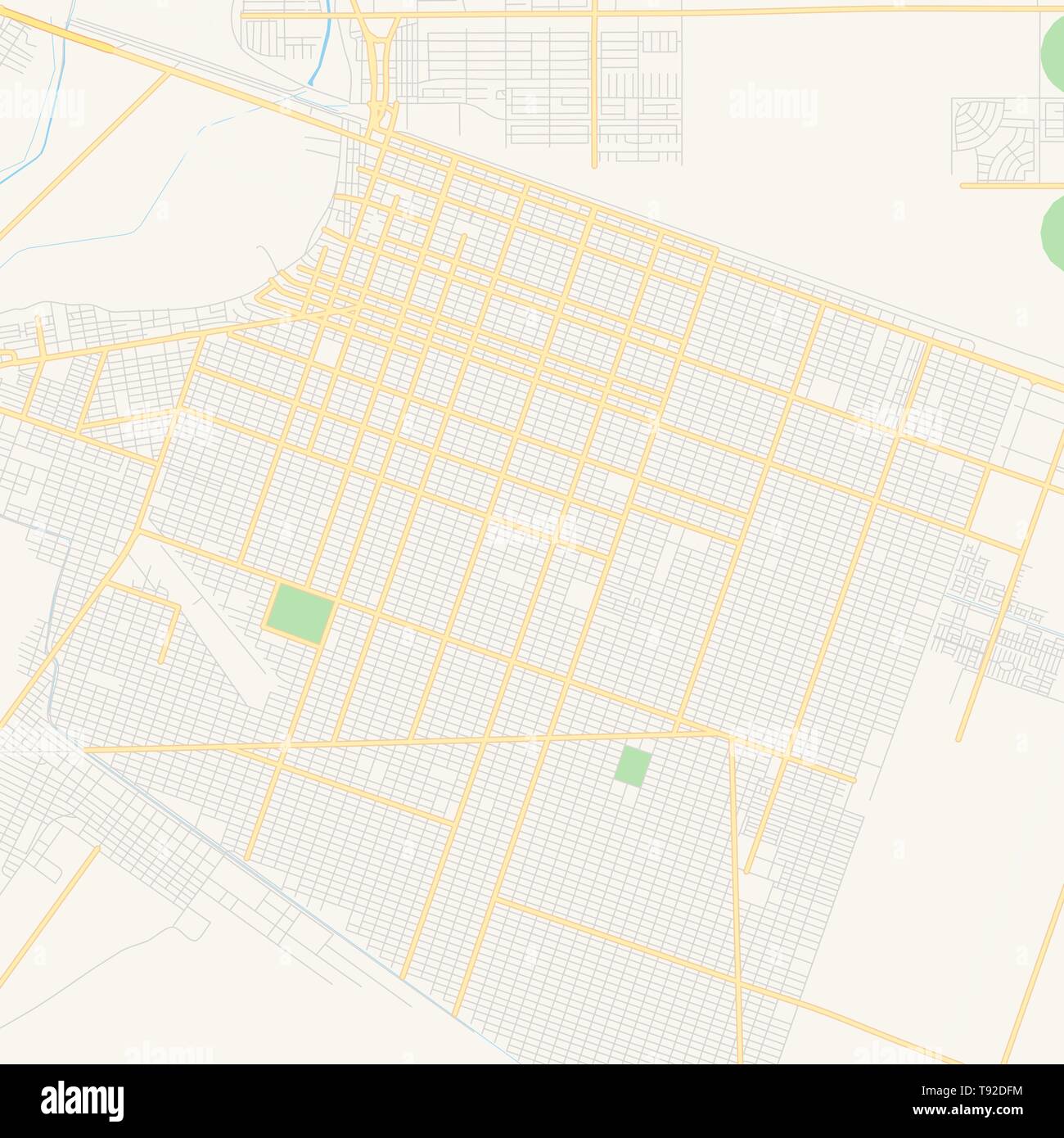 Vector vacío Mapa de San Luis Río Colorado, Sonora, México, carretera