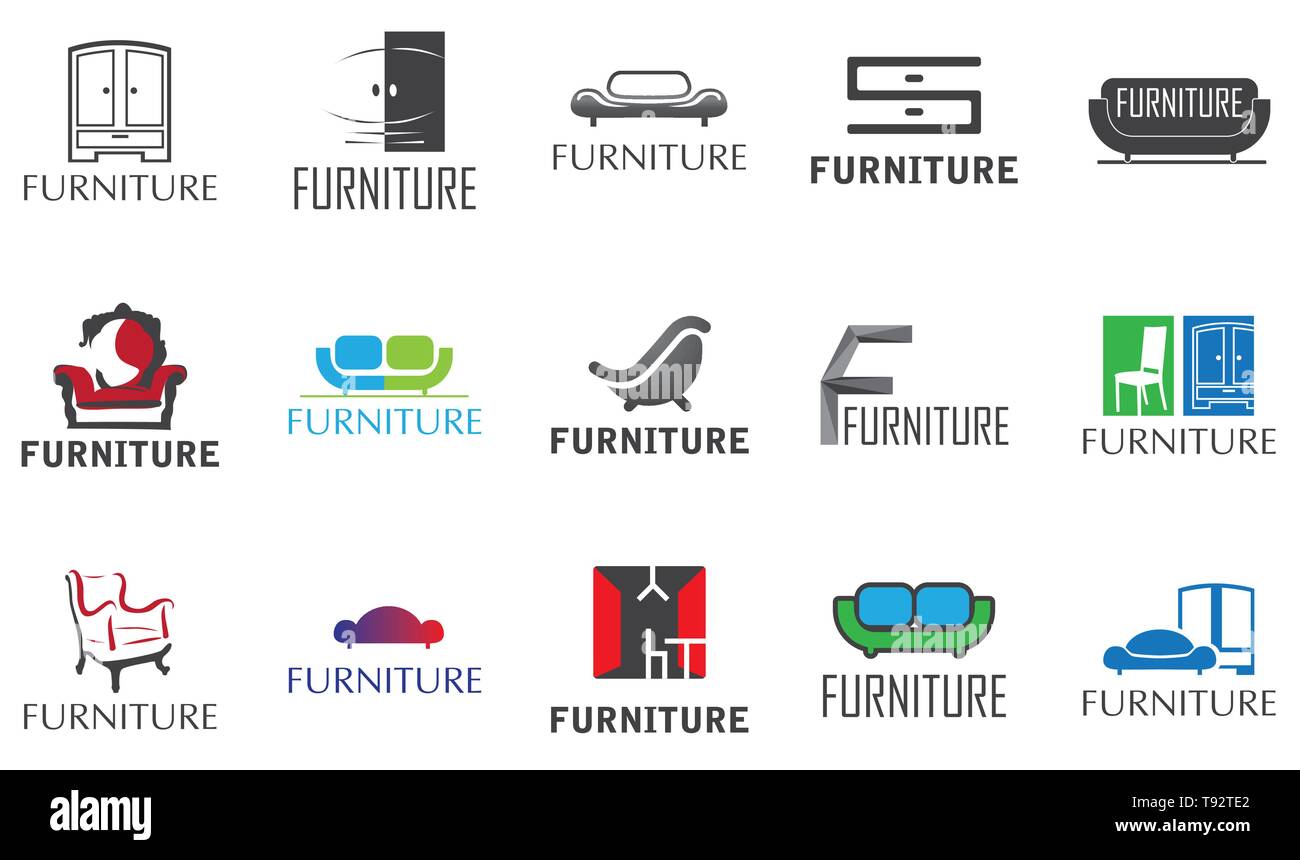 Juego de 15 logotipos vectoriales para tienda de muebles Imagen Vector de  stock - Alamy