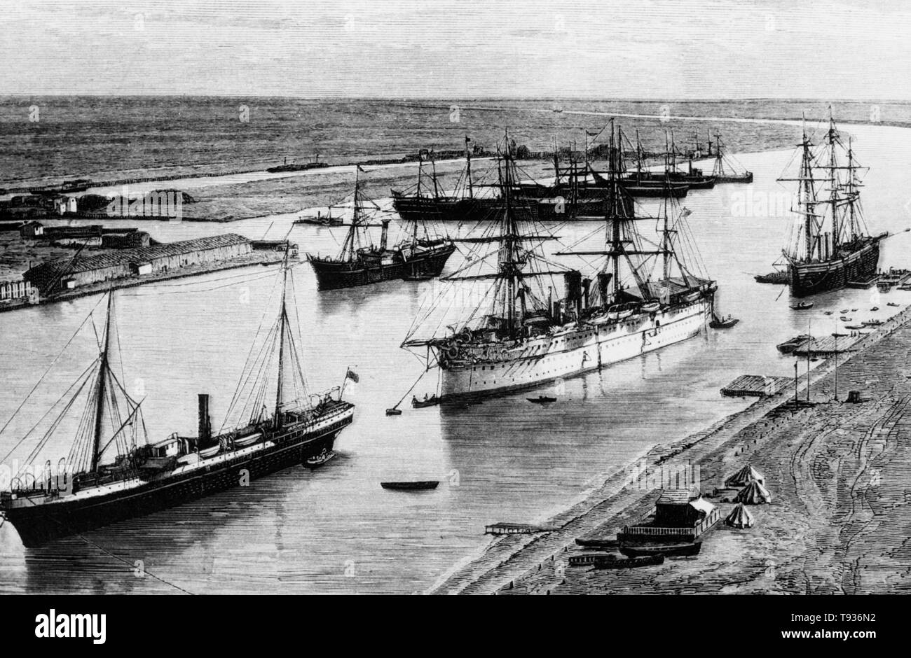Canal de Suez visto desde Port Said 1777 Foto de stock