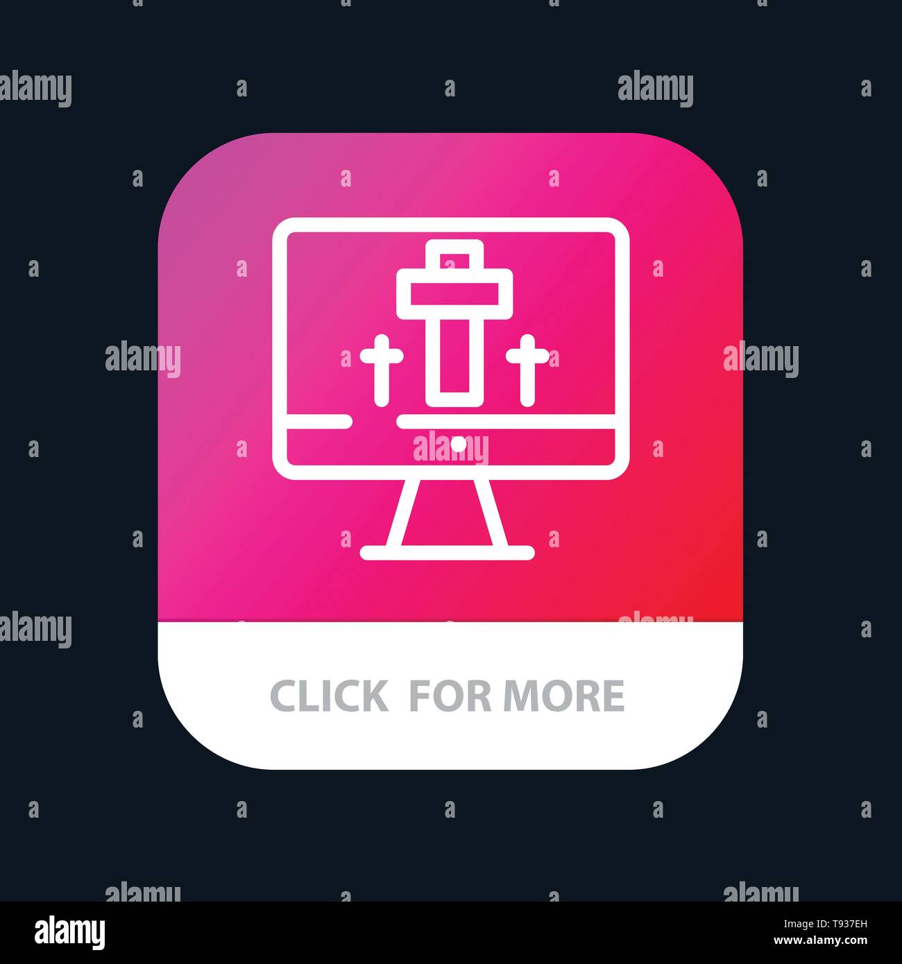 Monitor, Pantalla, huevo de Pascua, Mobile App botón. Versión de línea de IOS y Android Ilustración del Vector