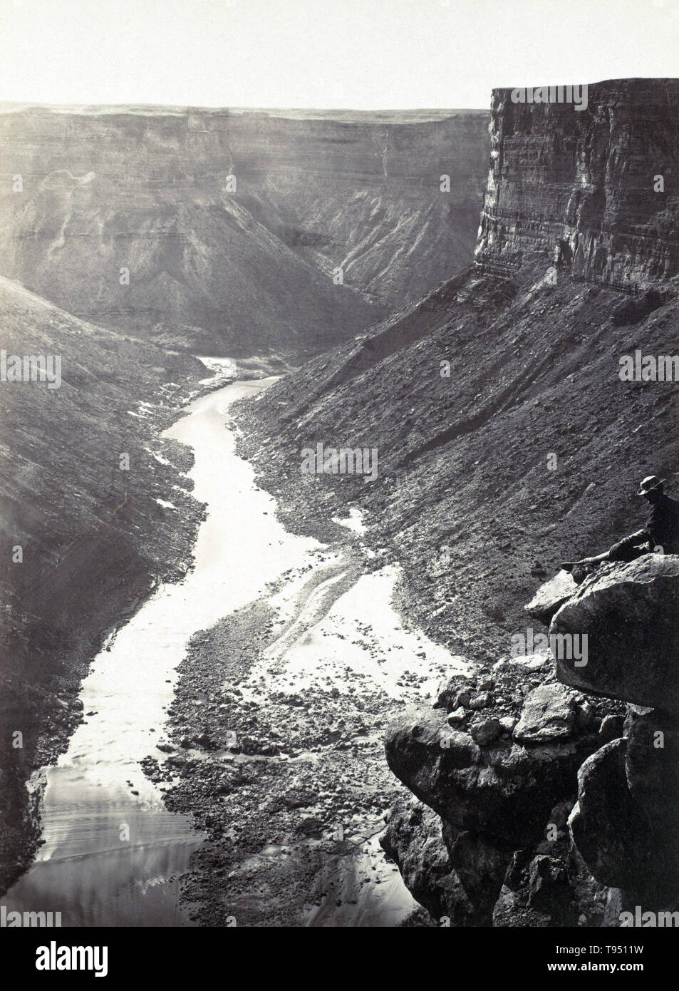 Mirando hacia el oeste por el Río Colorado cerca de Paria Creek, en el Gran Cañón. Fotografiado por William Bell (1831-1910) en 1872. Foto de stock