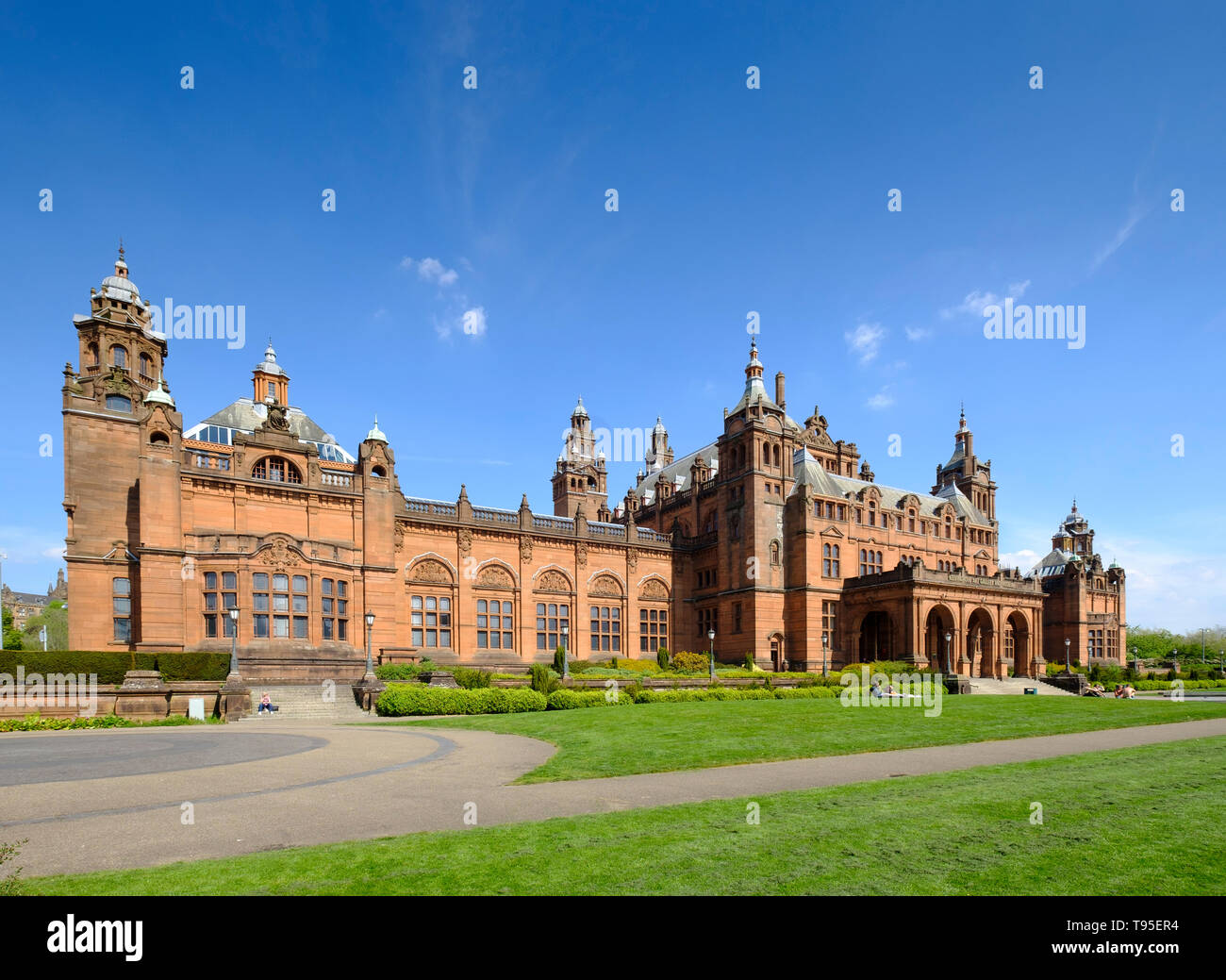 Vista de la Galería de Arte y Museo Kelvingrove en West End de Glasgow, Escocia, Reino Unido Foto de stock