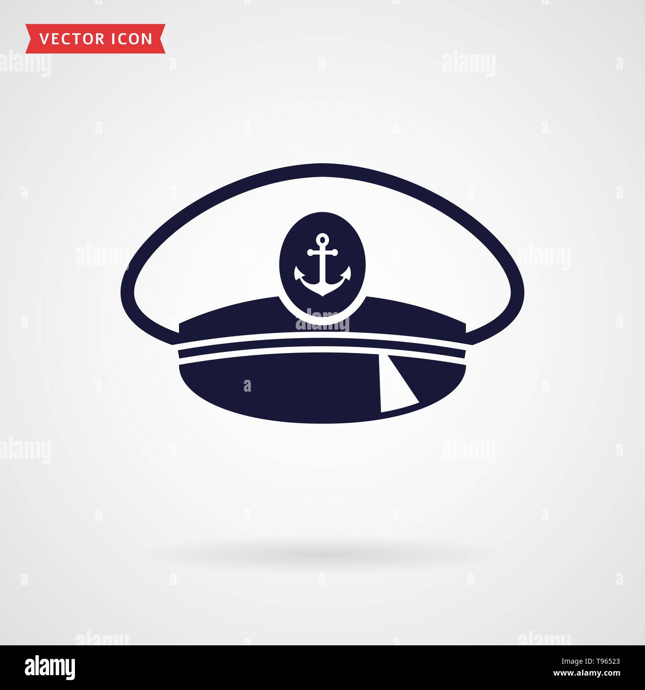 Captain hat icono aislado sobre fondo blanco. Mar, náuticos y temas de viaje. Ilustración vectorial. Ilustración del Vector