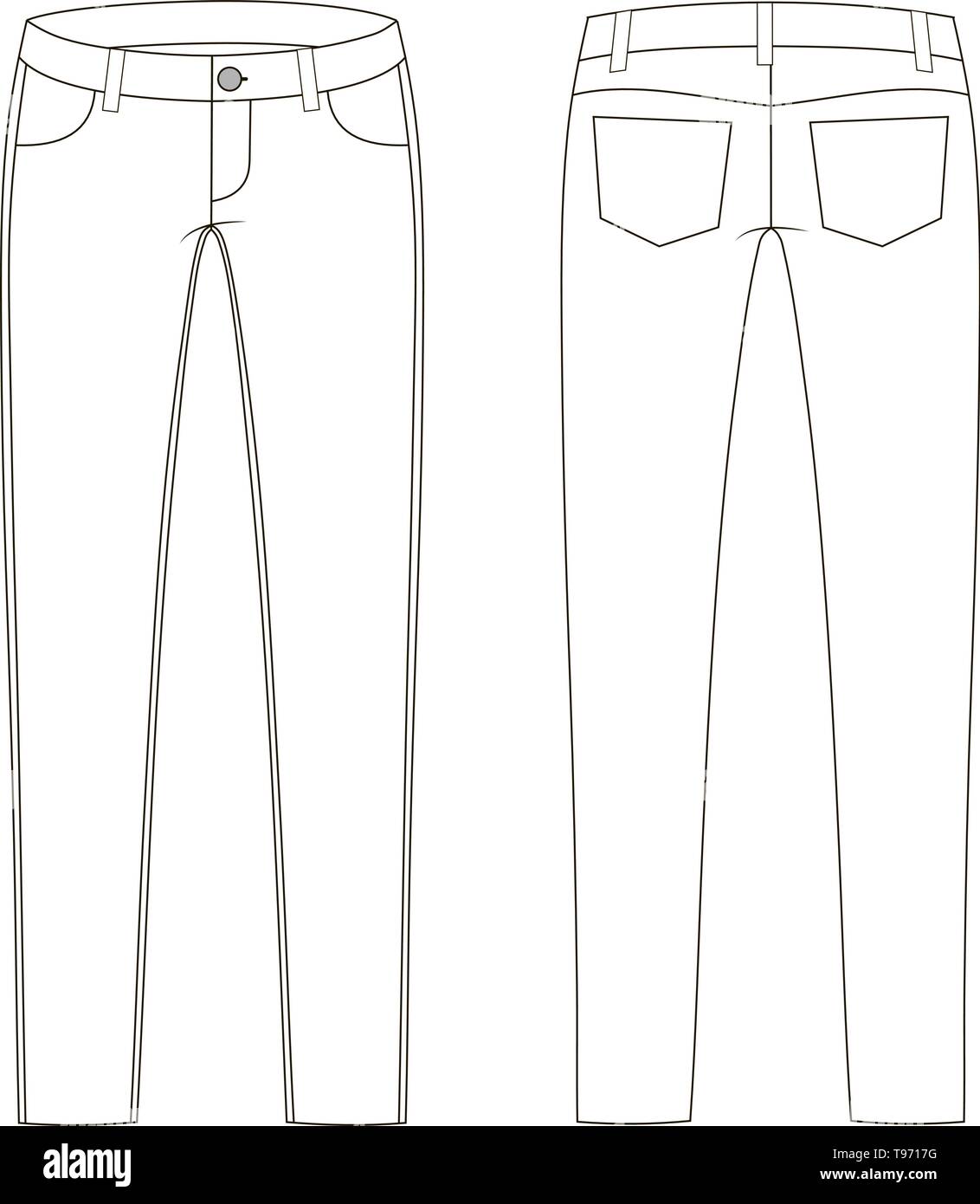 La moda de los pantalones vaqueros en dibujo técnico gráfico vectorial  Imagen Vector de stock - Alamy