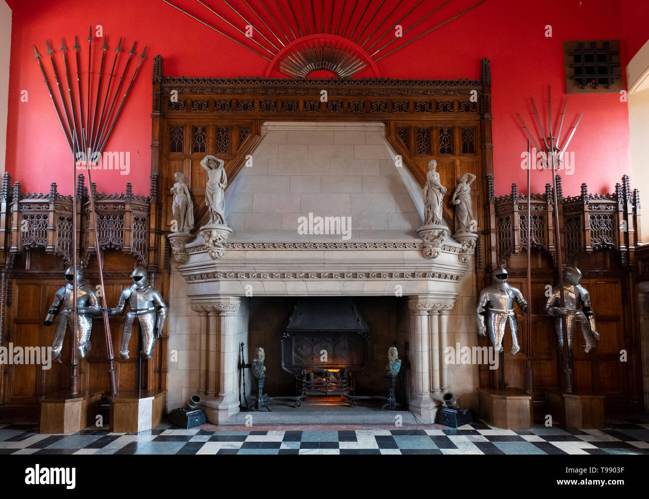 Interior de la Gran Sala en el Castillo de Edimburgo en Escocia, Reino Unido Foto de stock