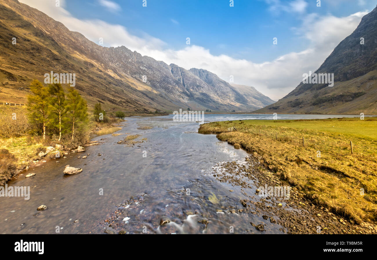 Impresión del valle de Glen Coe, en las Tierras Altas de Escocia. Foto de stock