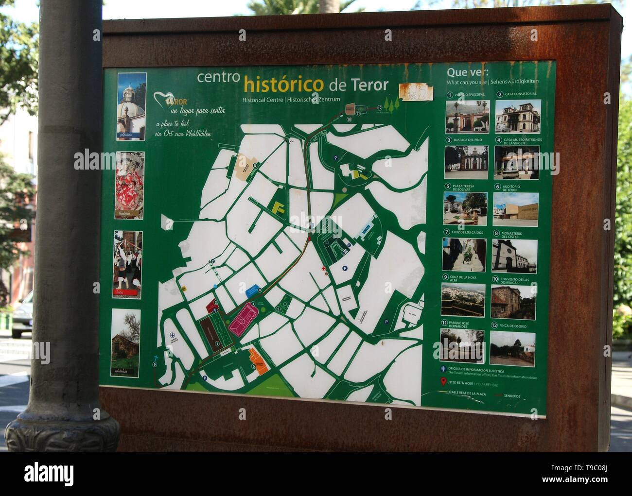 Mapa callejero de la ciudad turística en la cima del pueblo de Teror, en la  provincia de Las Palmas de Gran Canaria en las islas Canarias, España,  Europa 2018 de la UE