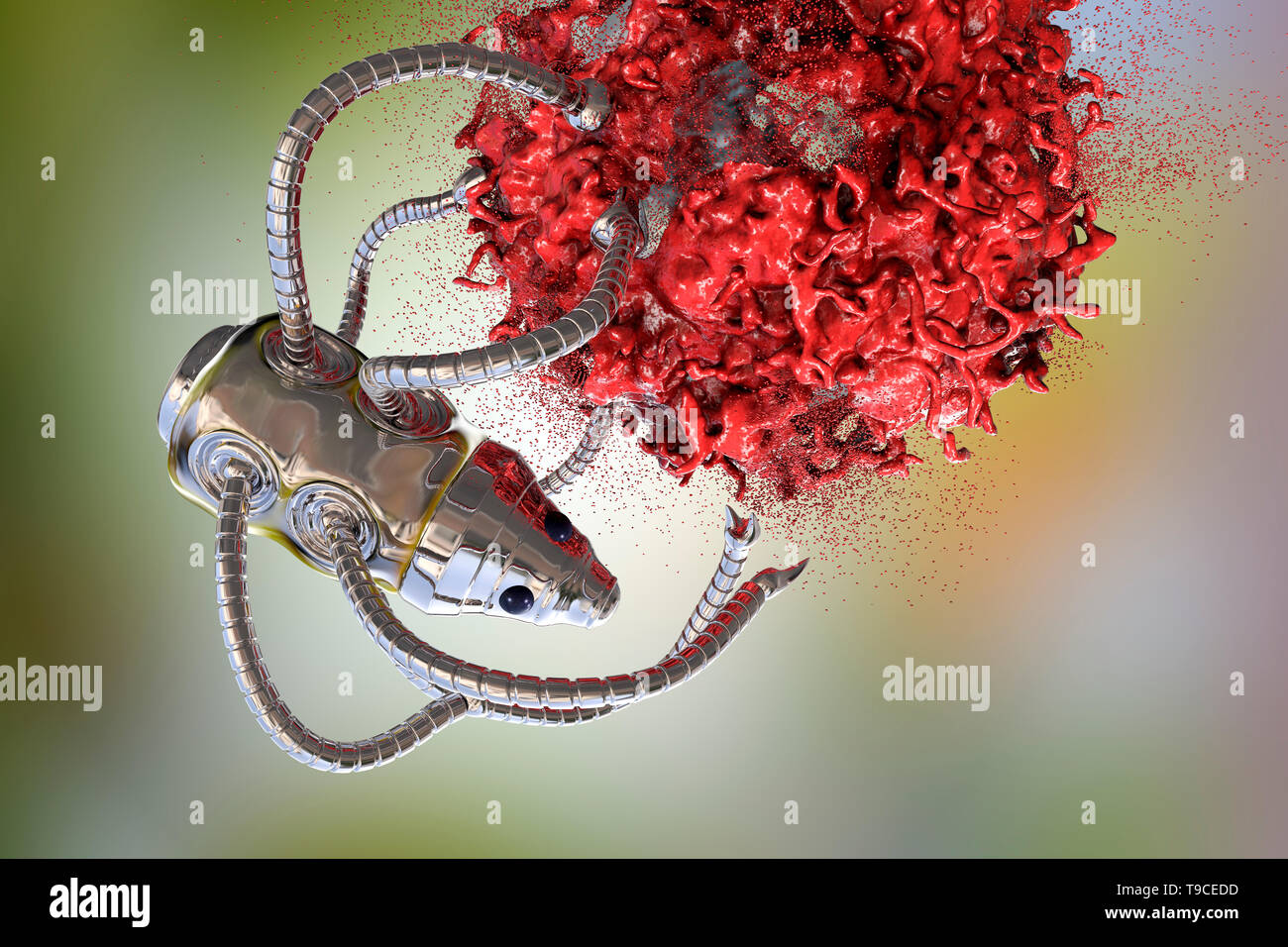 Nanorobot atacar el cáncer, ilustración Foto de stock