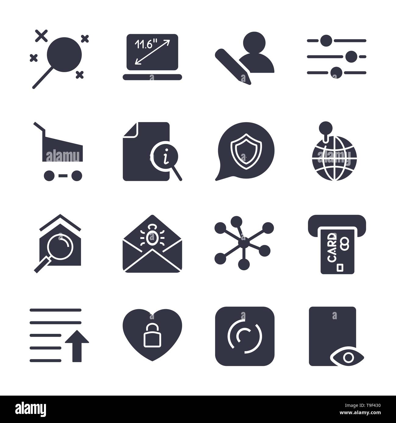 Diferentes iconos para las aplicaciones, sitios web, programas. Iconos de Internet. Ilustración del Vector