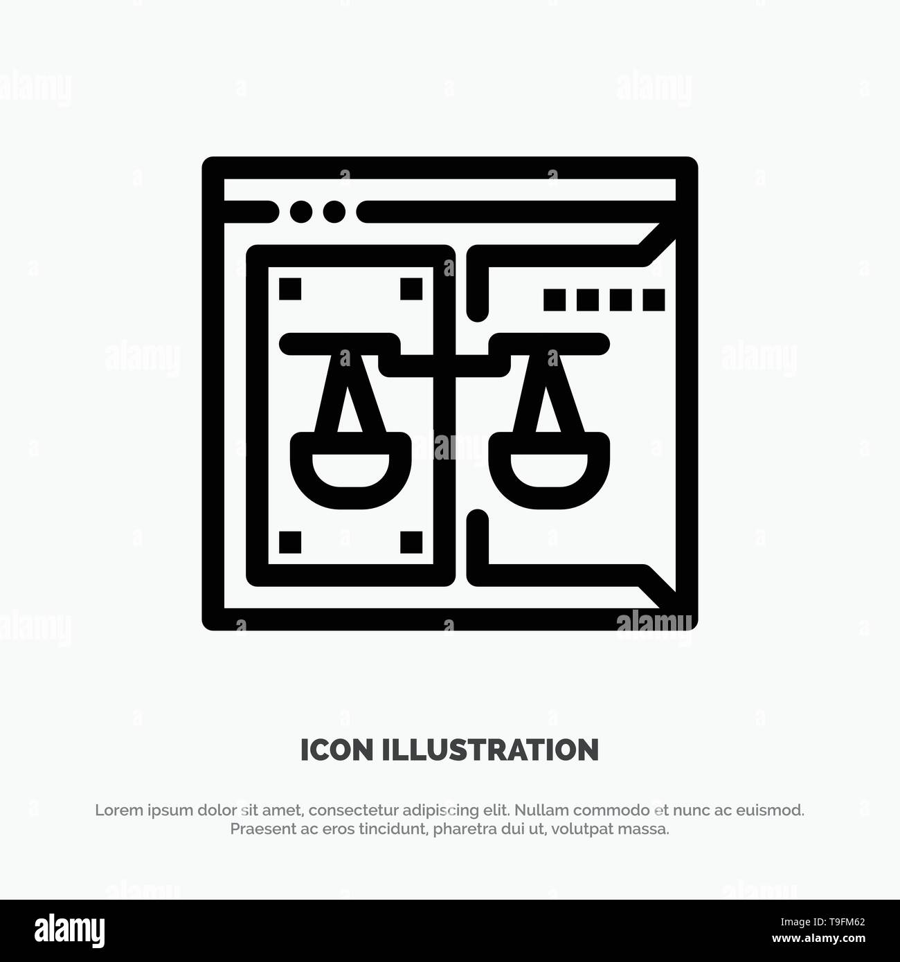 Negocios, Copyright, Tribunal, Digital, Ley Línea Vector icono Ilustración del Vector