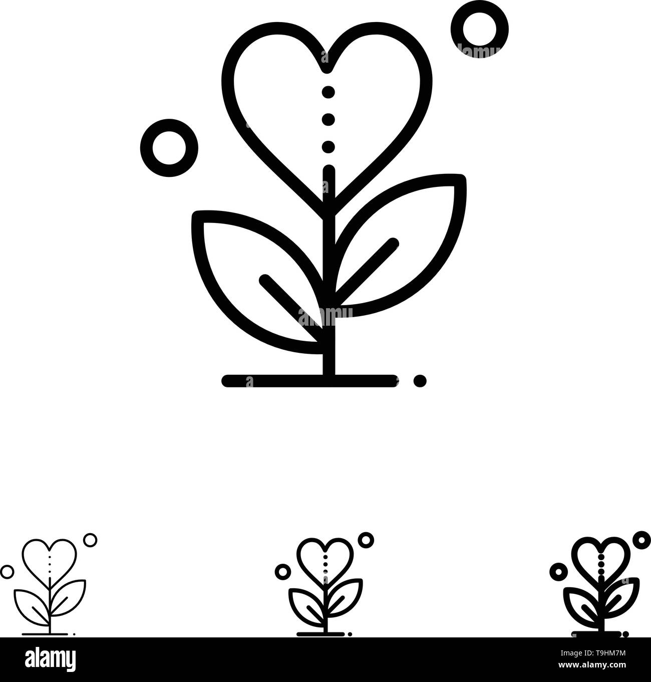 Gratitud, crecer, el crecimiento, el corazón, el amor audaz y delgada línea  negra conjunto de iconos Imagen Vector de stock - Alamy
