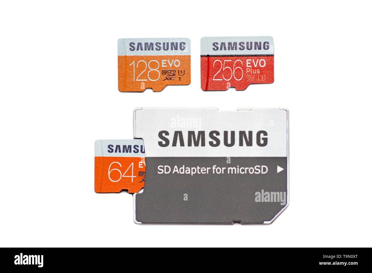 Tarjetas micro SD, tarjeta de memoria microSD con adaptador SD de almacenamiento para Tablet y Teléfono móvil Foto de stock