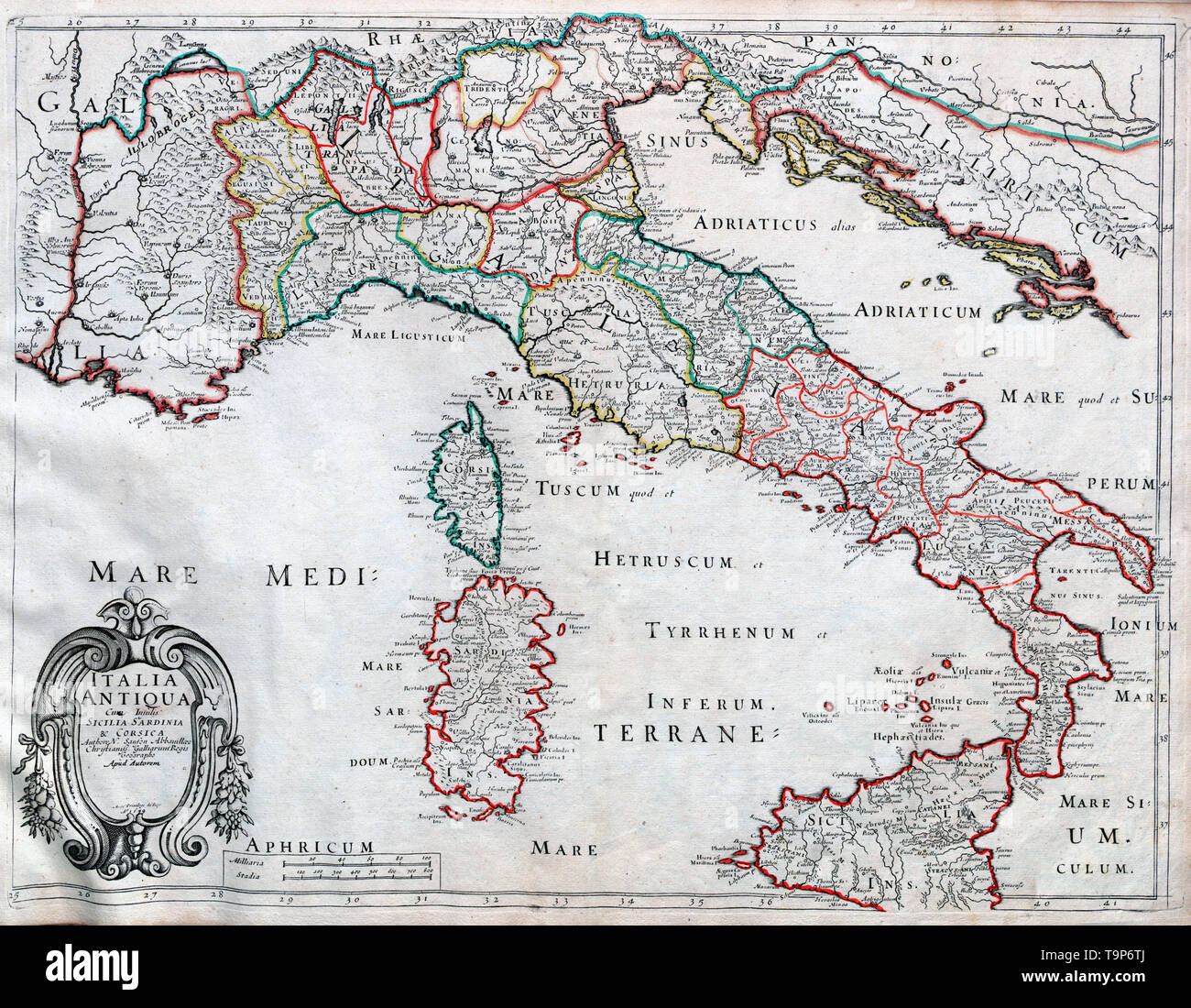 Mapa de Italia Antiqua - Atlas de Sanson, circa 1700 Foto de stock