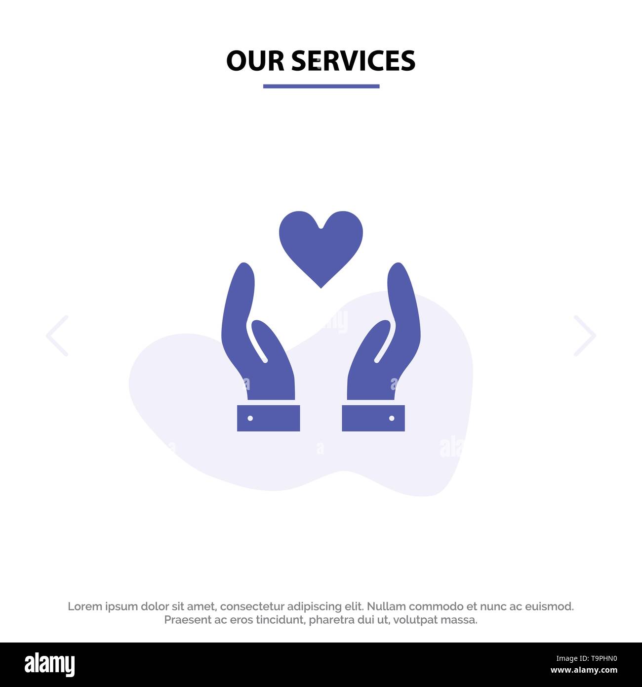 Nuestros Servicios La Mano El Amor La Caridad Glifo Solido Icono Plantilla De Tarjeta De Web Imagen Vector De Stock Alamy