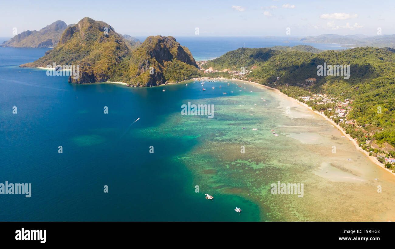 Corong Corong Beach, El Nido, Palawan, Filipinas,vista desde arriba.Las
