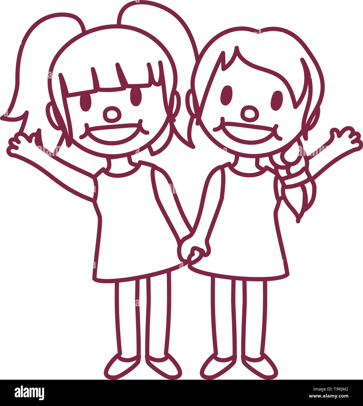 Como dibujar dos hermanas Mejores amigas dibujadas paso a paso a lápiz   YouTube