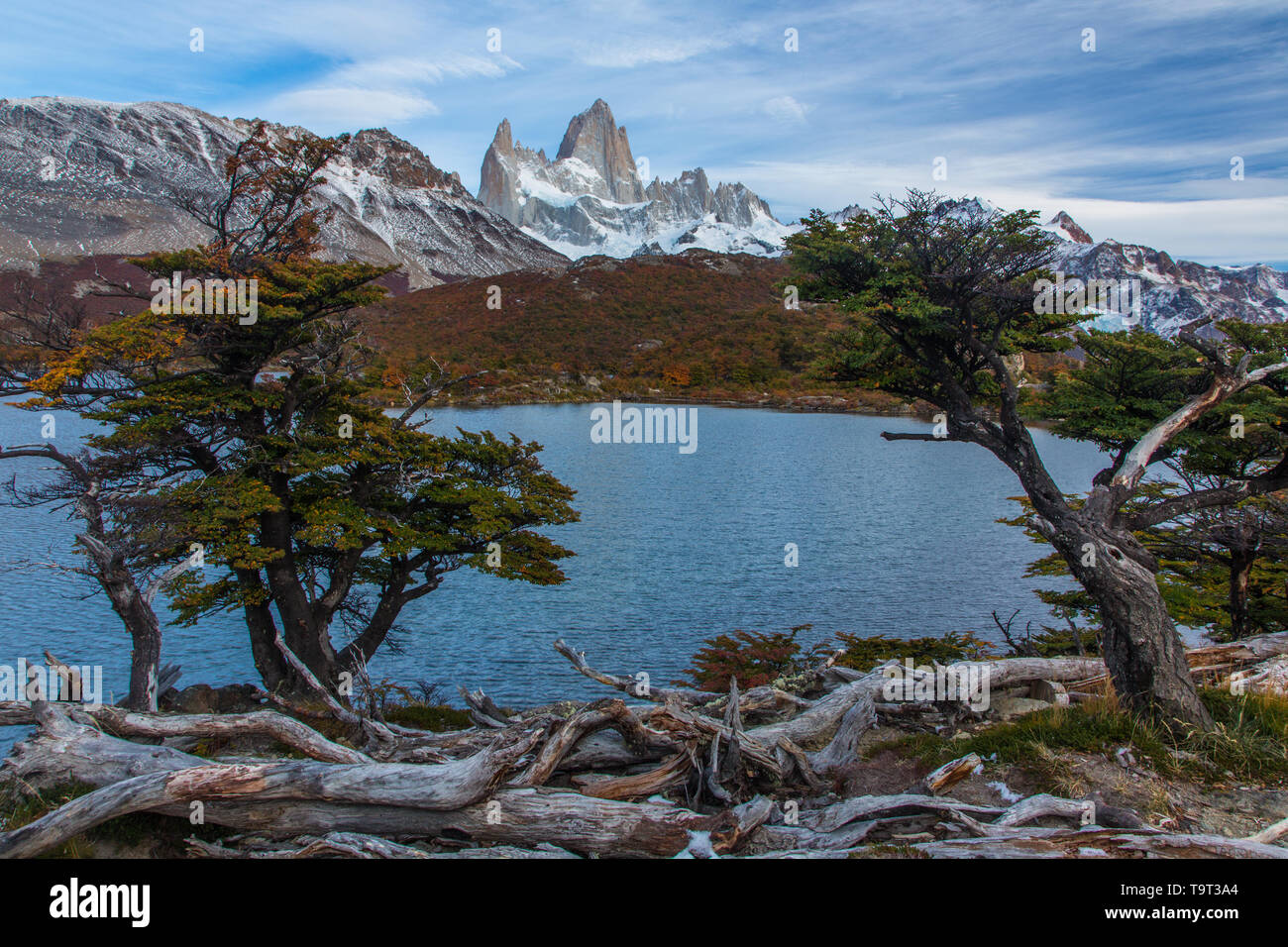 Lago Capri en el Parque Nacional Los Glaciares, cerca de El Chaltén, Argentina. Un sitio de Patrimonio Mundial de la UNESCO en la región de la Patagonia en América del Sur. El lak Foto de stock