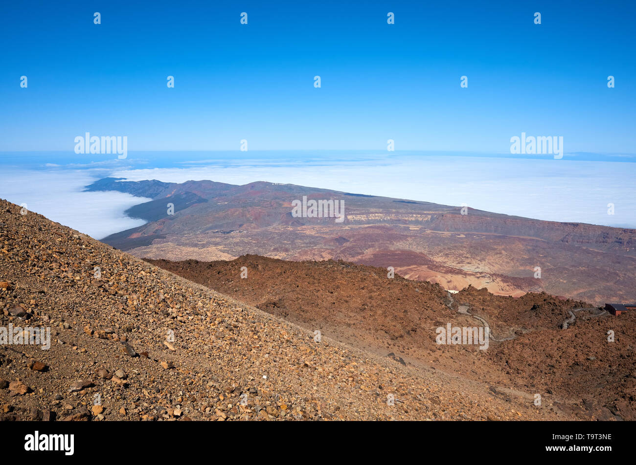 Vista desde el monte Teide, Parque Nacional del Teide, Tenerife, España. Foto de stock