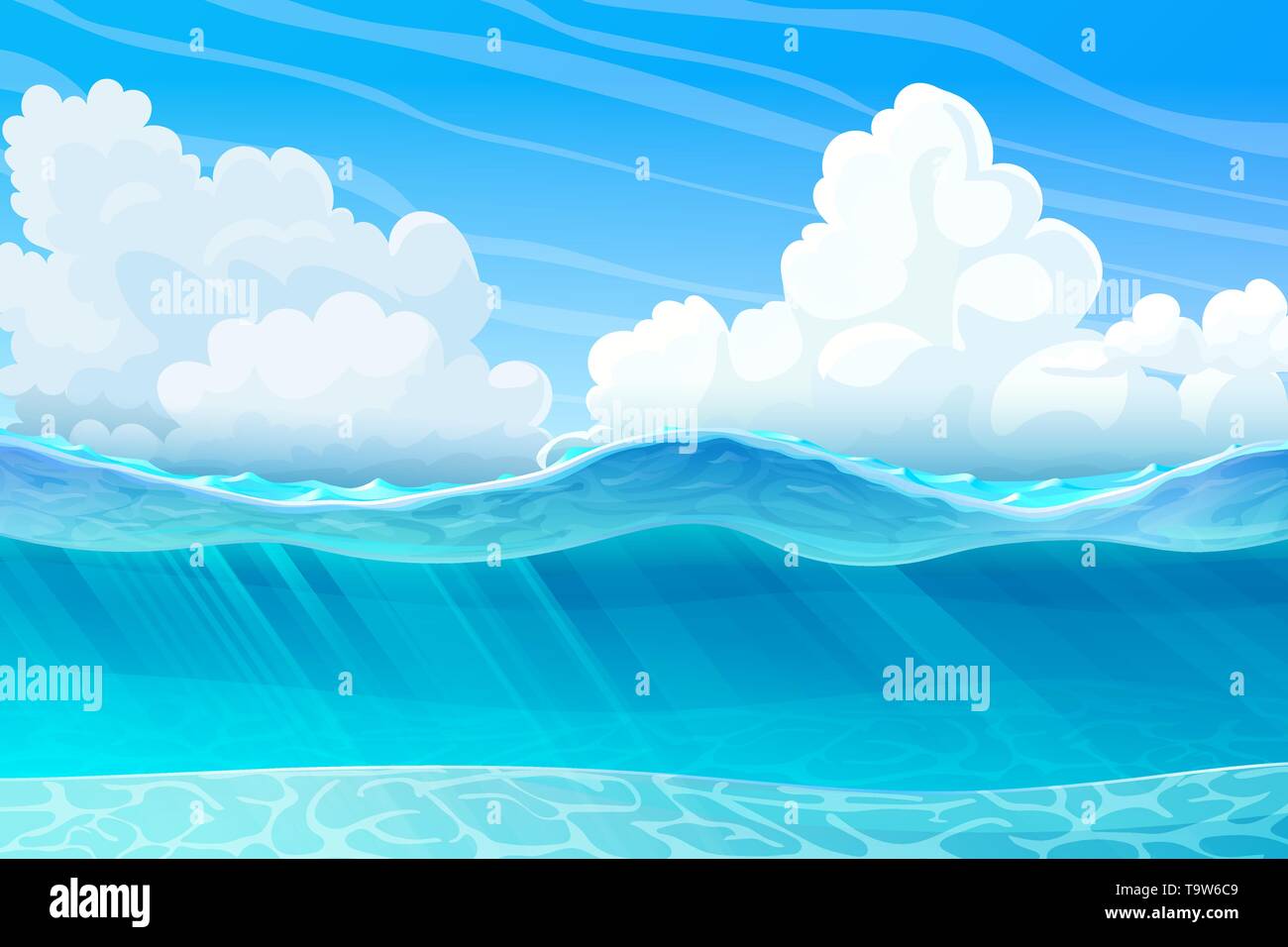 Vector de dibujos animados de verano mar, océano, paisaje submarino Imagen  Vector de stock - Alamy