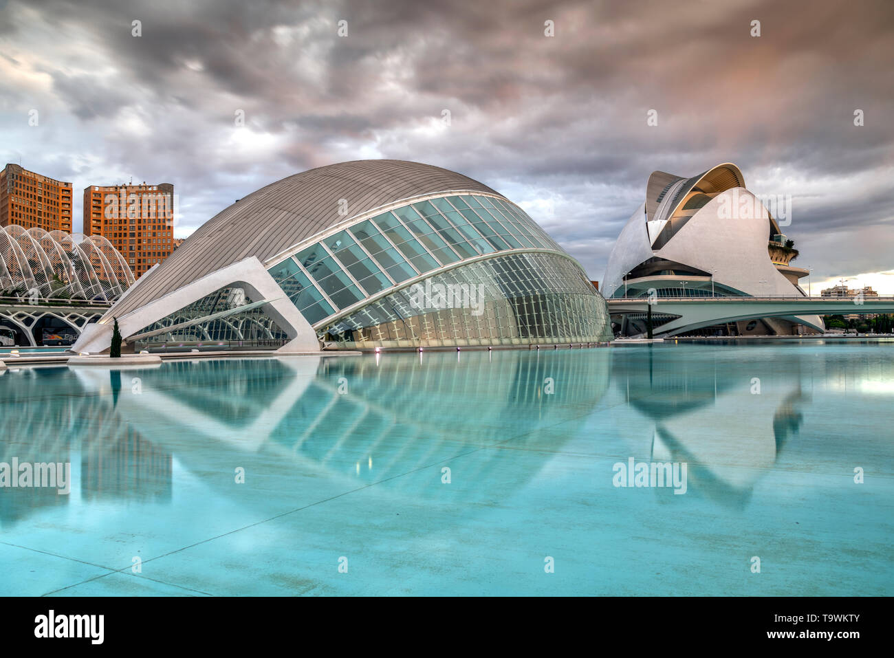 Ciudad de las Artes y las ciencias o la Ciudad de las Artes y las Ciencias, Valencia, Comunidad Valenciana, España Foto de stock