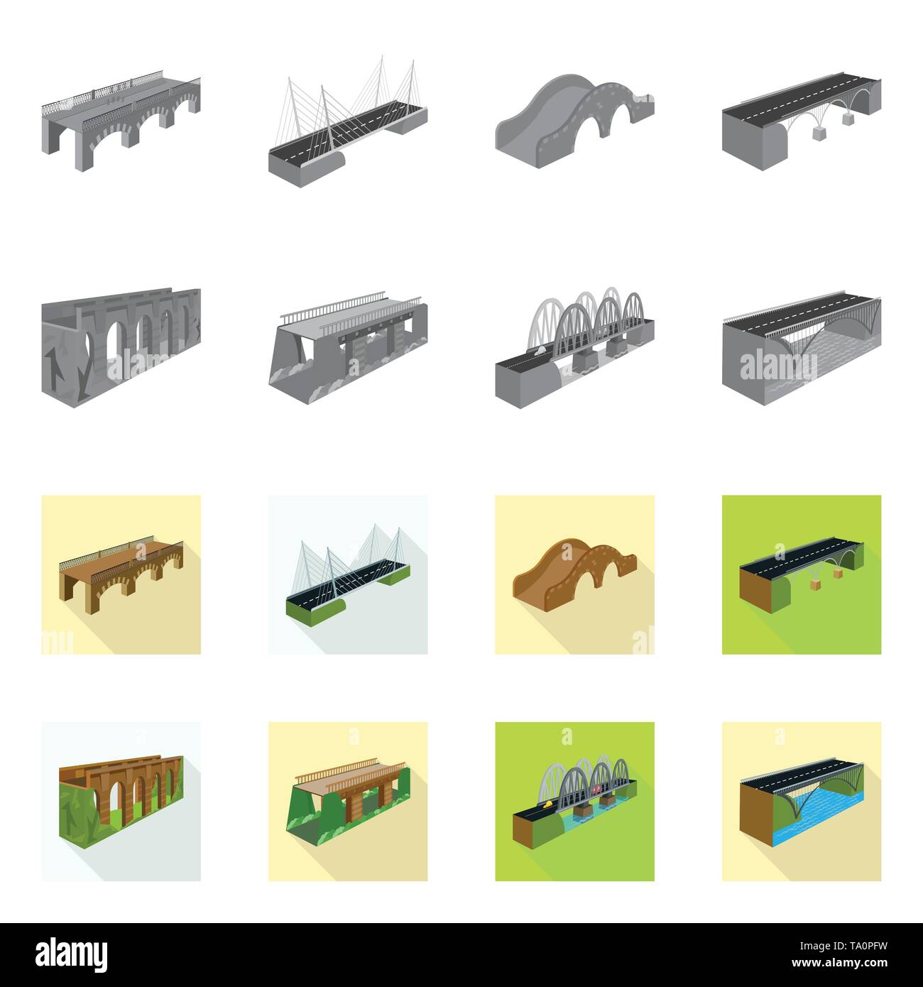 Puente, reubicación, construcción, peatón, montado,ciclismo,tren,prop,cable,costa,históricos,tren,mar,columna,suspendido,arco,río,ladrillo,metal,viejo,showplace,transporte,moderno,campo,bicicleta,long,edificio,carretera,Ferrocarril Conexión,diseño,construir,lado,bridgework,arquitectura,histórica,estructura,cruzando,vista,establecida,vector,icono,ilustración,aislado,collection, elemento gráfico,,signo vectores vectorial , Ilustración del Vector