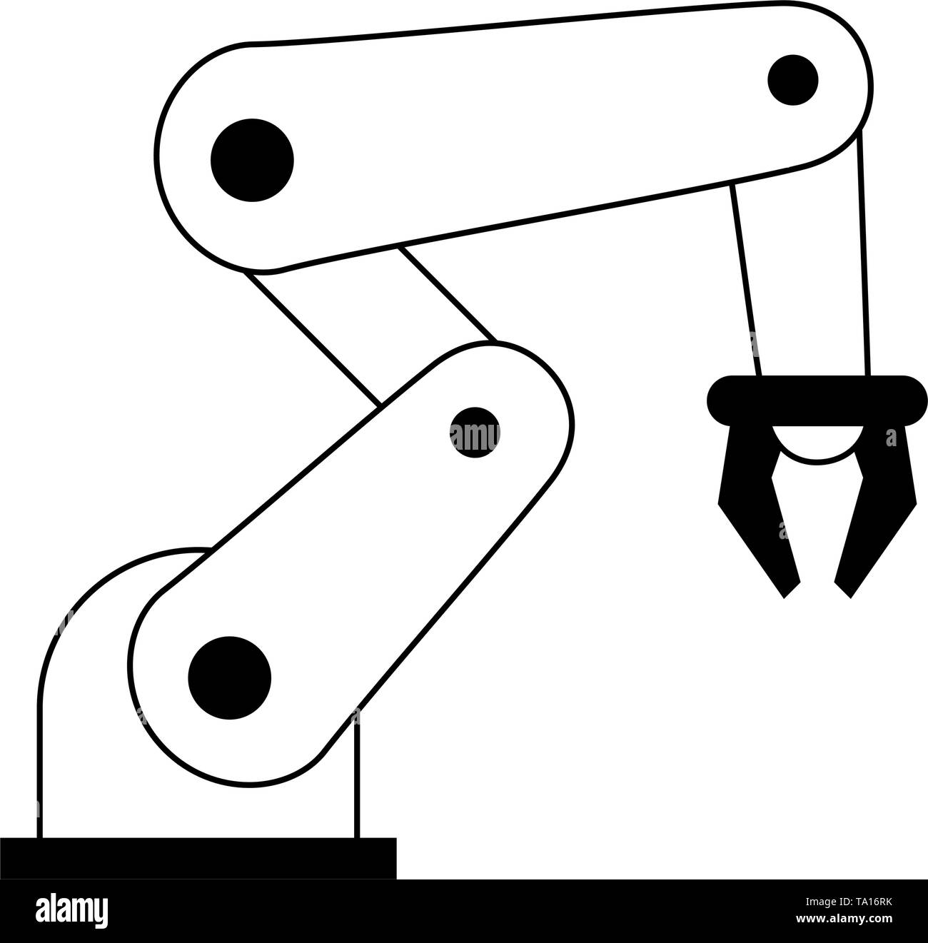 El símbolo de la tecnología del brazo hidráulico en blanco y negro Imagen  Vector de stock - Alamy