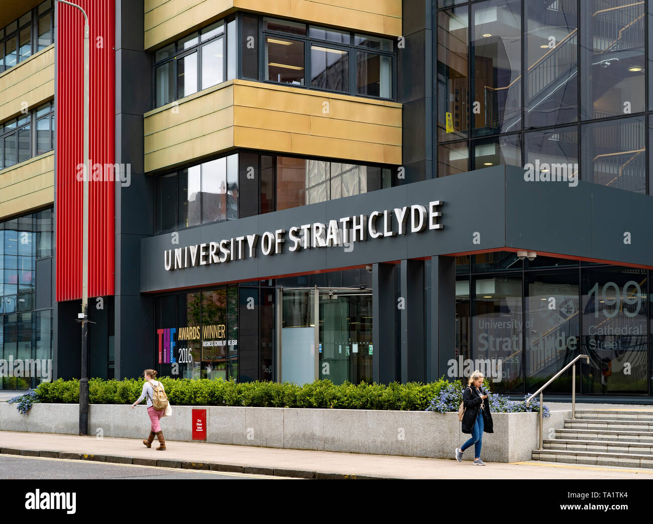 Vista de la Escuela de Negocios de la Universidad de Strathclyde en Glasgow, Escocia, Reino Unido Foto de stock
